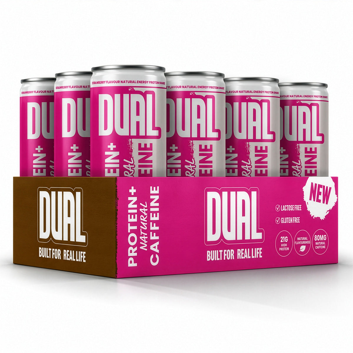 Dual Strawberry Protein + Natural Energy Shake 12x250ml